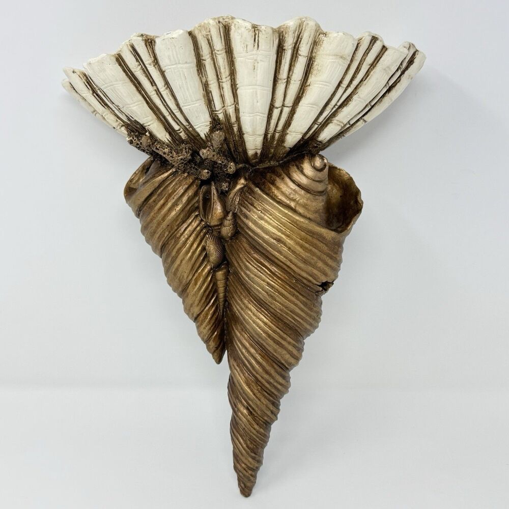 Hollywood Regency Seashell Wall Planters Coastal Nautical Shelf Decor